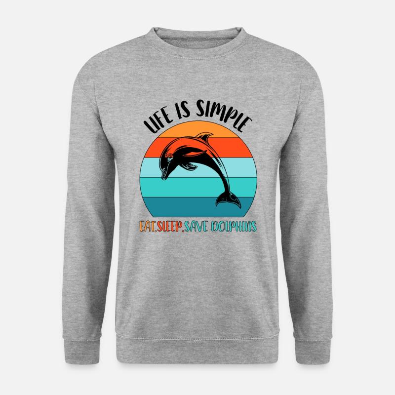 Delfin Delfine Meeressäuger - Unisex Pullover - Weißgrau meliert