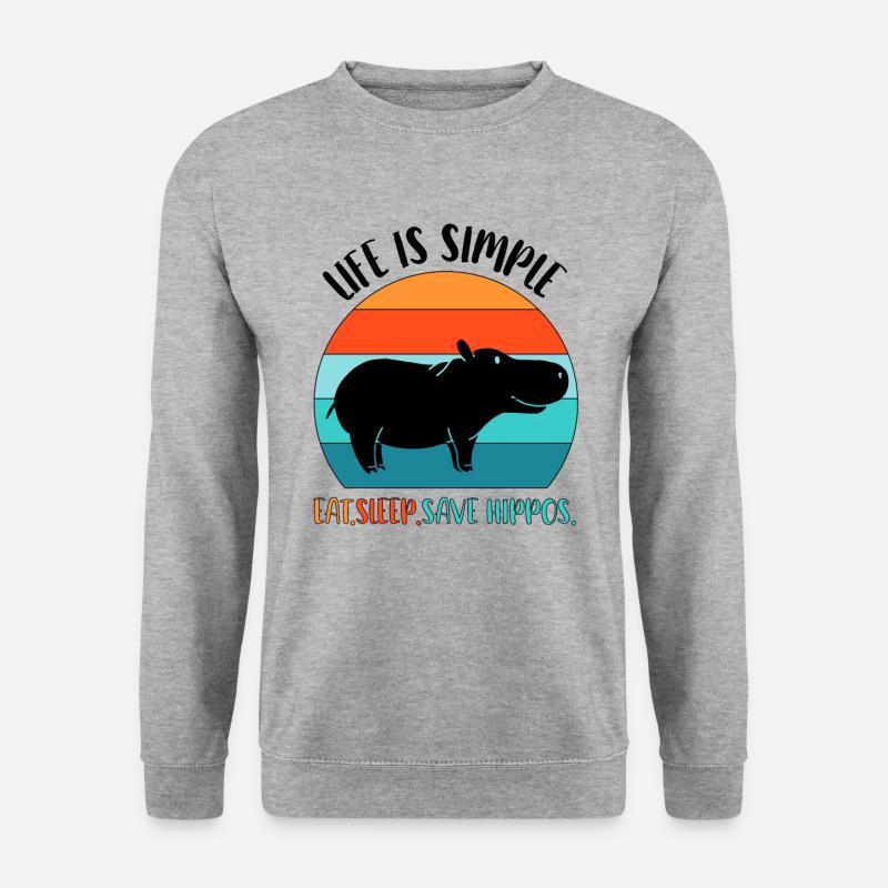 Nilpferd Flußpferd - Unisex Pullover - Weißgrau meliert