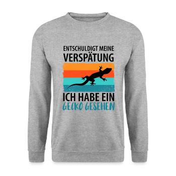 GECKO - Unisex Pullover - Weißgrau meliert - Vorne - Alina (178cm) & Michal (187cm)
