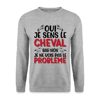 Oui je sens le cheval pas le problème - Sweat-shirt Unisexe - gris chiné - Devant - Alina (178cm) & Michal (187cm)