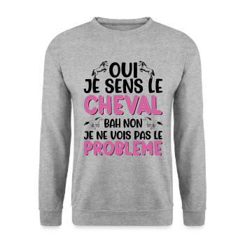 Oui je sens le cheval pas le problème - Sweat-shirt Unisexe - gris chiné - Devant - Alina (178cm) & Michal (187cm)