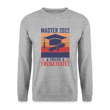 Vintage Master Studium Endlich Freigetestet Shirt - Unisex Pullover - Weißgrau meliert - Vorne - Alina (178cm) & Michal (187cm)
