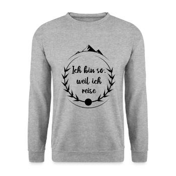 Reisen Weltreise Reise - Unisex Pullover - Weißgrau meliert - Vorne - Alina (178cm) & Michal (187cm)