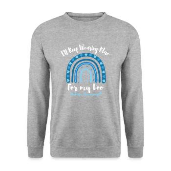 Autisme Sensibilisation à l’autisme Porter une chemise de soutien bleue - Sweat-shirt Unisexe - gris chiné - Devant - Alina (178cm) & Michal (187cm)