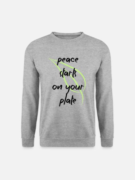 Vegan Veganer Tierschutz Vegetarier Vegetarisch - Unisex Pullover - Weißgrau meliert