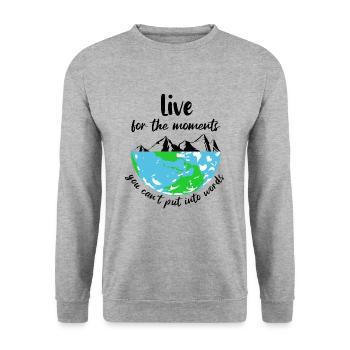 vivez pour les moments que vous ne pouvez pas mettre en mots - Sweat-shirt Unisexe - gris chiné - Devant - Alina (178cm) & Michal (187cm)