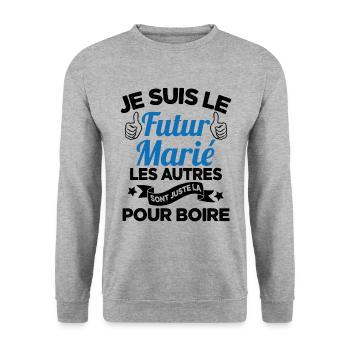 Cadeau de célibataire pour un futur marié - Sweat-shirt Unisexe - gris chiné - Devant - Alina (178cm) & Michal (187cm)