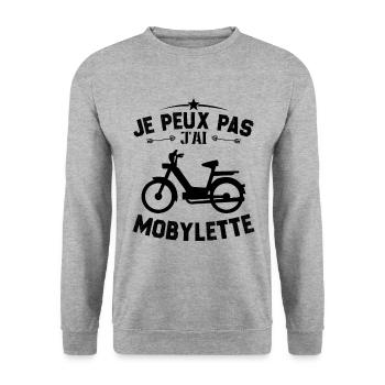 Je Peux Pas J'ai Mobylette Cadeau - Sweat-shirt Unisexe - gris chiné - Devant - Alina (178cm) & Michal (187cm)