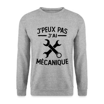 Je Peux Pas J'ai Mécanique Mécanicien Cadeau - Sweat-shirt Unisexe - gris chiné - Devant - Alina (178cm) & Michal (187cm)