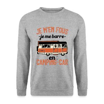 Je m'en fous je me barre en camping-car - Sweat-shirt Unisexe - gris chiné - Devant - Alina (178cm) & Michal (187cm)
