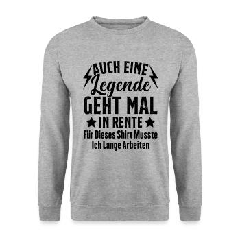 Une légende prend sa retraite Un drôle de retraité - Sweat-shirt Unisexe - gris chiné - Devant - Alina (178cm) & Michal (187cm)
