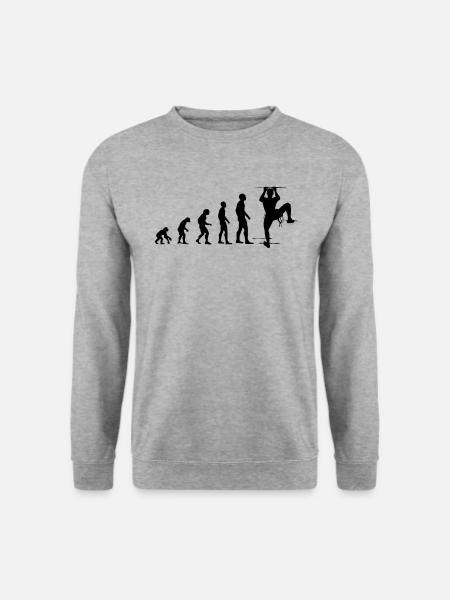 Klettern Evolution Lustig Bergsteigen Geschenk - Unisex Pullover - Weißgrau meliert