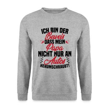 Je suis la preuve que papa ne se soucie pas seulement des voitures - Sweat-shirt Unisexe - gris chiné - Devant - Alina (178cm) & Michal (187cm)
