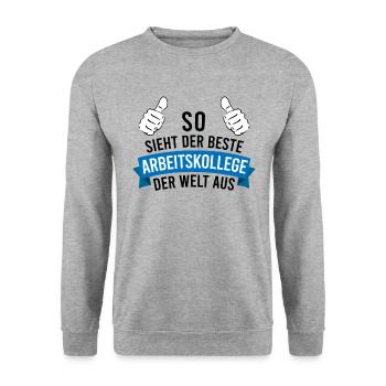 Bester Arbeitskollege Spruch Geschenk Herren - Unisex Pullover - Weißgrau meliert - Vorne - Alina (178cm) & Michal (187cm)