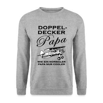 Doppeldecker Papa Spruch Flugzeug Pilot Geschenk - Unisex Pullover - Weißgrau meliert - Vorne - Alina (178cm) & Michal (187cm)