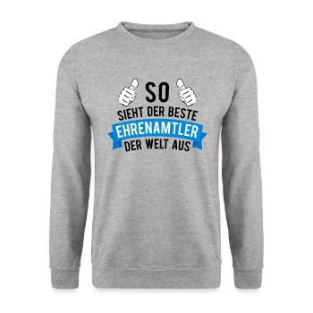 Ehrenamt Bester Ehrenamtler Cooler Spruch Outfit - Unisex Pullover - Weißgrau meliert - Vorne - Alina (178cm) & Michal (187cm)