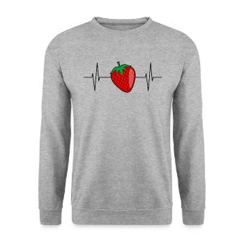 Strawberry Summer Fruit Fruit Vegan Vegetarian - Unisex Sweatshirt - salt & pepper - Front - Alina (178cm) & Michal (187cm)