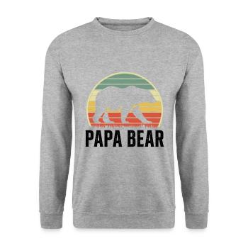 Papa Bear Proud Daddy Proud Dad - Unisex Sweatshirt - salt & pepper - Front - Alina (178cm) & Michal (187cm)