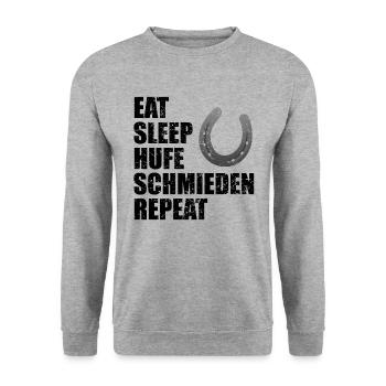 Hufschmied Beruf Spruch Hufeisen Design Geschenk - Unisex Pullover - Weißgrau meliert - Vorne - Alina (178cm) & Michal (187cm)