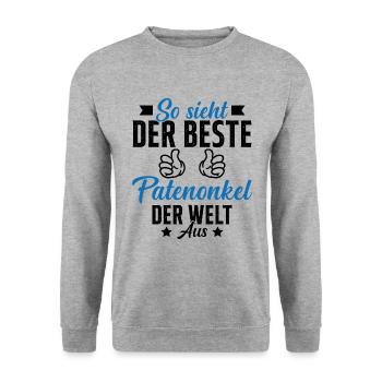 This is what the best godfather in the world looks like - Unisex Sweatshirt - salt & pepper - Front - Alina (178cm) & Michal (187cm)