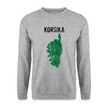Korsika Insel Karte Frankreich Urlaub Geschenk - Unisex Pullover - Weißgrau meliert - Vorne - Alina (178cm) & Michal (187cm)