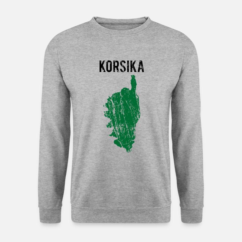 Korsika Insel Karte Frankreich Urlaub Geschenk - Unisex Pullover - Weißgrau meliert