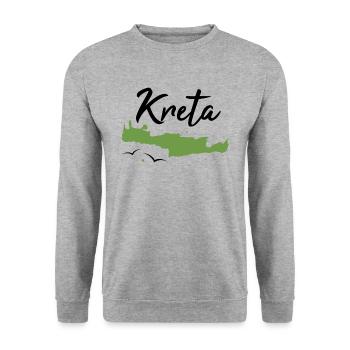 Kreta Insel Karte Griechenland Urlaub Geschenk - Unisex Pullover - Weißgrau meliert - Vorne - Alina (178cm) & Michal (187cm)