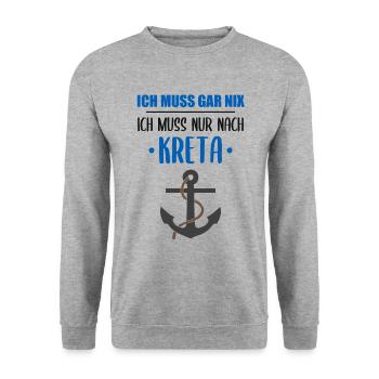 Kreta Lustiger Spruch Griechenland Insel Geschenk - Unisex Pullover - Weißgrau meliert - Vorne - Alina (178cm) & Michal (187cm)