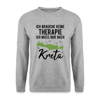 Kreta Spruch Griechenland Insel Geschenk - Unisex Pullover - Weißgrau meliert - Vorne - Alina (178cm) & Michal (187cm)