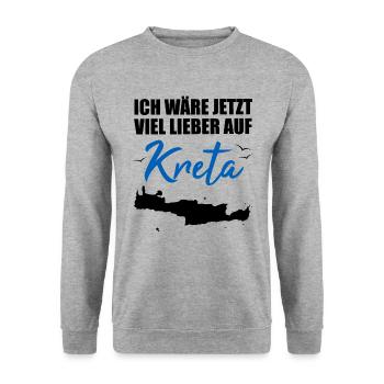 Kreta Lustiger Spruch Griechenland Insel Geschenk - Unisex Pullover - Weißgrau meliert - Vorne - Alina (178cm) & Michal (187cm)