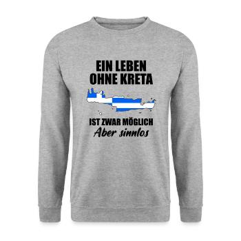 Kreta Lustiger Spruch Griechenland Insel Geschenk - Unisex Pullover - Weißgrau meliert - Vorne - Alina (178cm) & Michal (187cm)