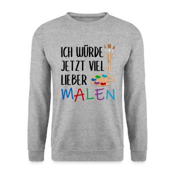 Malerei Kunst Künstler Lustiger Spruch Geschenk - Unisex Pullover - Weißgrau meliert - Vorne - Alina (178cm) & Michal (187cm)