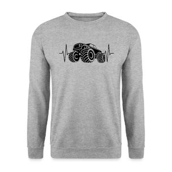 Monster Truck Monster Truck Fans ECG Line Gift - Unisex Sweatshirt - salt & pepper - Front - Alina (178cm) & Michal (187cm)