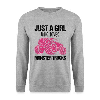 Monster Truck Monster Truck Fans Girl Gift - Unisex Sweatshirt - salt & pepper - Front - Alina (178cm) & Michal (187cm)
