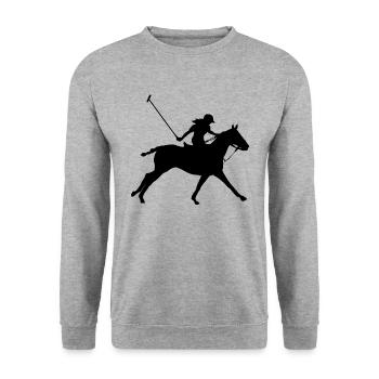 Polo Sport Rider Cadeau équestre - Sweat-shirt Unisexe - gris chiné - Devant - Alina (178cm) & Michal (187cm)