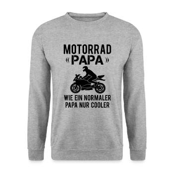 Motorradfahrer Motorrad Papa Spruch Geschenk - Unisex Pullover - Weißgrau meliert - Vorne - Alina (178cm) & Michal (187cm)