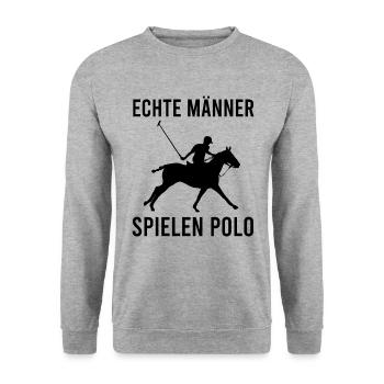 Polo Sport Reiter Reitsport Geschenk Herren - Unisex Pullover - Weißgrau meliert - Vorne - Alina (178cm) & Michal (187cm)