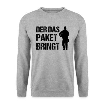 Postbote Zusteller Spruch Briefträger Geschenk - Unisex Pullover - Weißgrau meliert - Vorne - Alina (178cm) & Michal (187cm)
