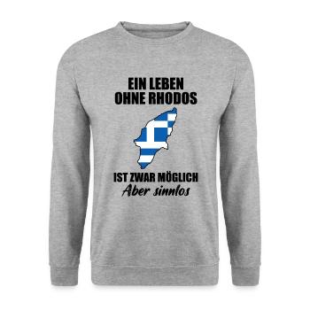 Rhodos Insel Lustiger Spruch Urlaub Geschenk - Unisex Pullover - Weißgrau meliert - Vorne - Alina (178cm) & Michal (187cm)