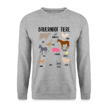 Bauernhof Tiere Farm Tiere Mit Namen Geschenk - Unisex Pullover - Weißgrau meliert - Vorne - Alina (178cm) & Michal (187cm)