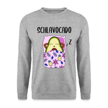 Lustige Avocado Schlafende Frucht Beere Geschenk - Unisex Pullover - Weißgrau meliert - Vorne - Alina (178cm) & Michal (187cm)