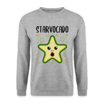 Avocado Star Funny Vegetable Fruit Gift - Unisex Sweatshirt - salt & pepper - Front - Alina (178cm) & Michal (187cm)