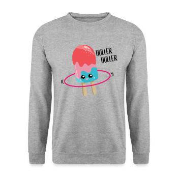 Kawaii Ice Cream with Hulahooping Gift - Unisex Sweatshirt - salt & pepper - Front - Alina (178cm) & Michal (187cm)