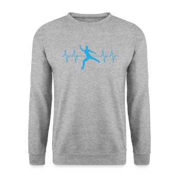 Patinage artistique Heartbeat Line Cadeau de patinage sur glace - Sweat-shirt Unisexe - gris chiné - Devant - Alina (178cm) & Michal (187cm)