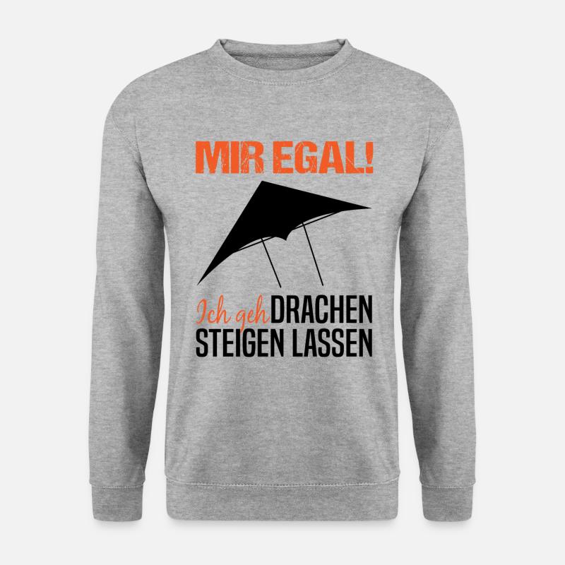 Drachenfliegen Drachensteigen Spruch Geschenk - Unisex Pullover - Weißgrau meliert