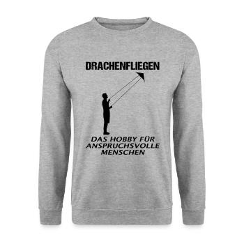 Drachenfliegen Spruch Drachensteigen Geschenk - Unisex Pullover - Weißgrau meliert - Vorne - Alina (178cm) & Michal (187cm)