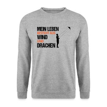 Drachenfliegen Spruch Drachensteigen Geschenk - Unisex Pullover - Weißgrau meliert - Vorne - Alina (178cm) & Michal (187cm)