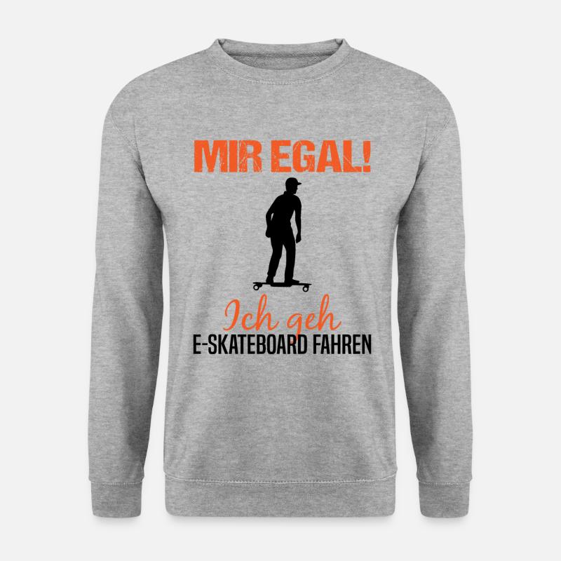 E-Skateboard Spruch Elektro-Skateboard Geschenk - Unisex Pullover - Weißgrau meliert