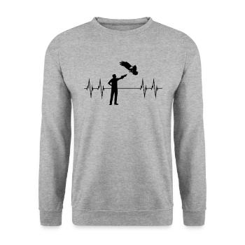Fauconnier Oiseau de proie ECG Ligne Fauconnerie Cadeau - Sweat-shirt Unisexe - gris chiné - Devant - Alina (178cm) & Michal (187cm)