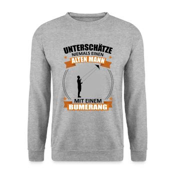 Drachenfliegen Alter Mann Spruch Geschenk - Unisex Pullover - Weißgrau meliert - Vorne - Alina (178cm) & Michal (187cm)
